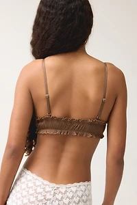 Out From Under Ribbed Ruffle Smocked Bralette