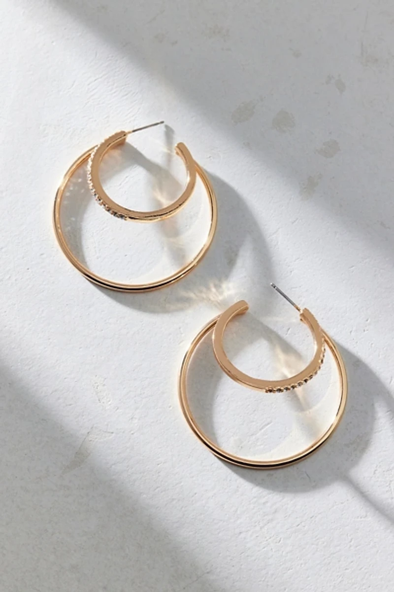 Carolina Rhinestone Double Hoop Earring