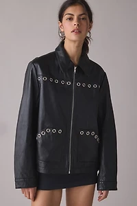 Hosbjerg Brianna Grommet Studded Leather Jacket