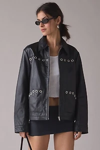 Hosbjerg Brianna Grommet Studded Leather Jacket
