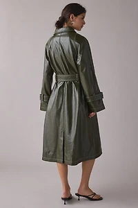 Hosbjerg Tori Coated Faux Leather Trench Coat