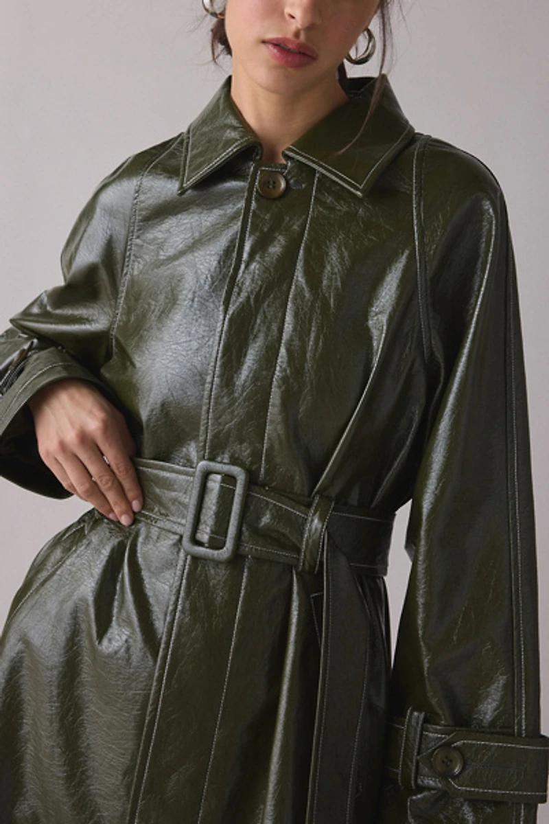 Hosbjerg Tori Coated Faux Leather Trench Coat