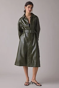Hosbjerg Tori Coated Faux Leather Trench Coat
