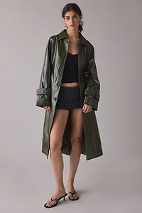 Hosbjerg Tori Coated Faux Leather Trench Coat