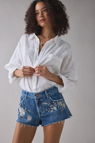 BDG Georgie Embroidered Denim Cutoff Short