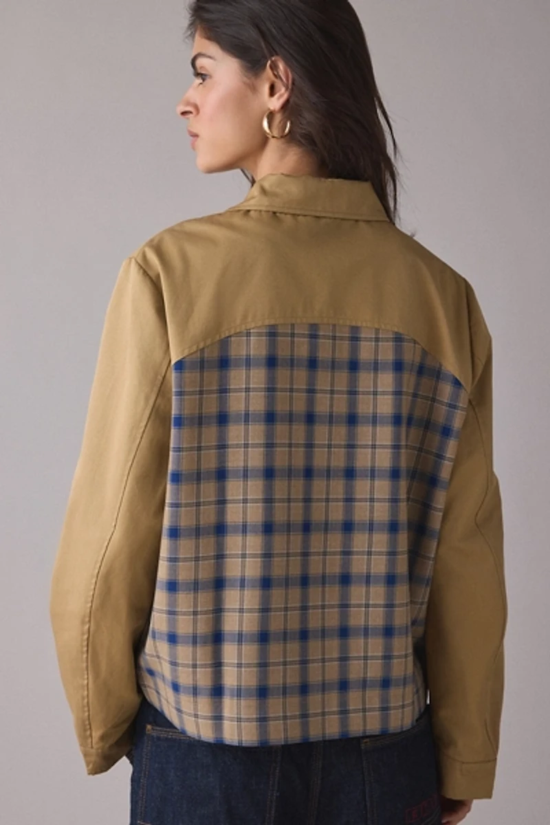 Hosbjerg Blaze Spliced Check + Faux Leather Zip-Up Jacket