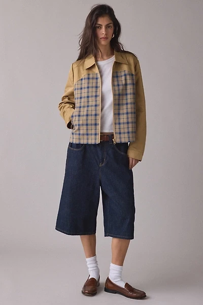 Hosbjerg Blaze Spliced Check + Faux Leather Zip-Up Jacket