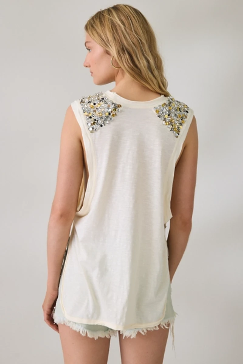 BDG Desert Angel Embellished Graphic Side-Split Muscle Tee