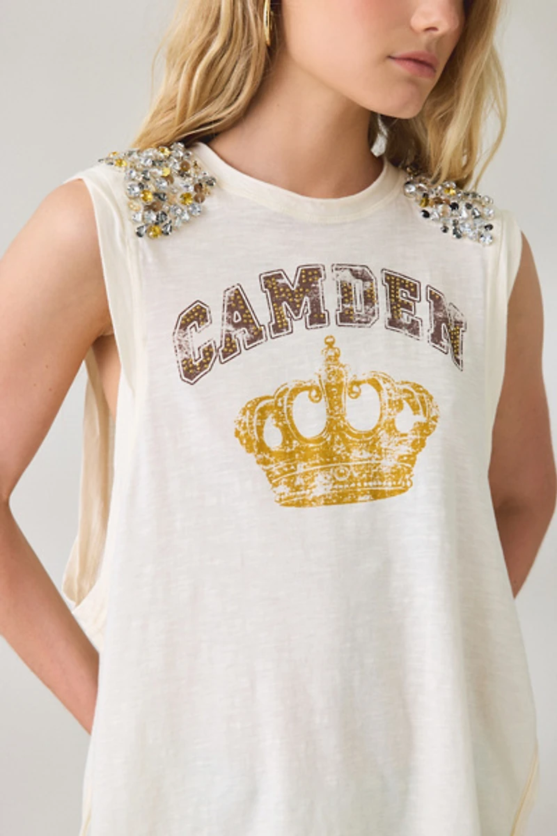 BDG Desert Angel Embellished Graphic Side-Split Muscle Tee