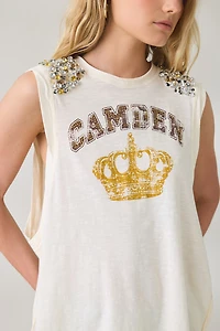 BDG Desert Angel Embellished Graphic Side-Split Muscle Tee