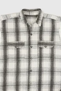 Vintage Sleeveless Plaid Button-Down Shirt