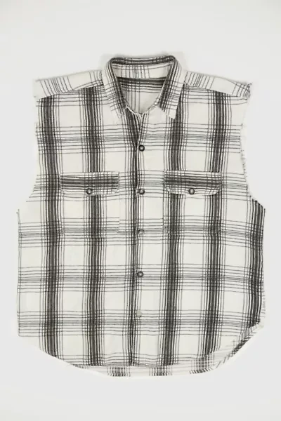 Vintage Sleeveless Plaid Button-Down Shirt