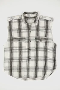 Vintage Sleeveless Plaid Button-Down Shirt