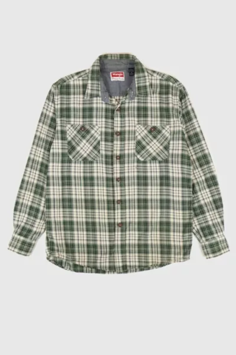 Vintage Wrangler Plaid Button-Down Shirt
