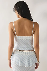 LoveShackFancy Anika Button-Front Lace Trim Cami