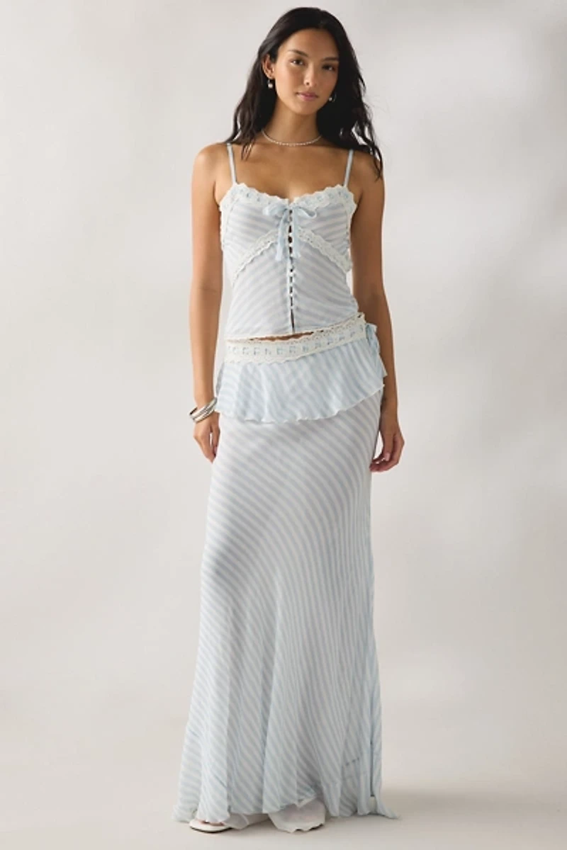 LoveShackFancy Anika Button-Front Lace Trim Cami