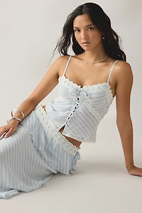 LoveShackFancy Anika Button-Front Lace Trim Cami