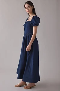 Glamorous Square Neckline Puff Sleeve Corset Midi Dress