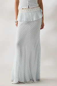LoveShackFancy Sylette Lace Trim Tiered Maxi Skirt