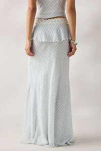 LoveShackFancy Sylette Lace Trim Tiered Maxi Skirt