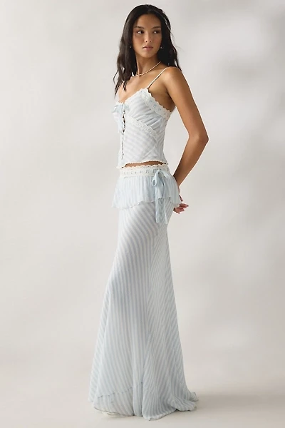 LoveShackFancy Sylette Lace Trim Tiered Maxi Skirt