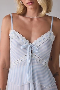 LoveShackFancy Marlia Striped Chiffon Tiered Mini Dress