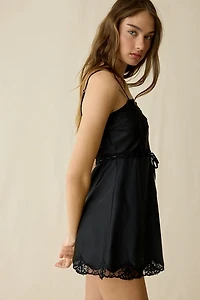 LoveShackFancy Sanna Lace Trim Slip Mini Dress
