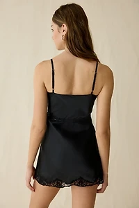 LoveShackFancy Sanna Lace Trim Slip Mini Dress