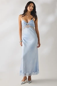 LoveShackFancy Orianna Silk-Blend Lace Trim Slip Maxi Dress