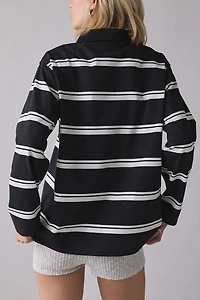 Glamorous Striped Oversized Long Sleeve Rugby Top