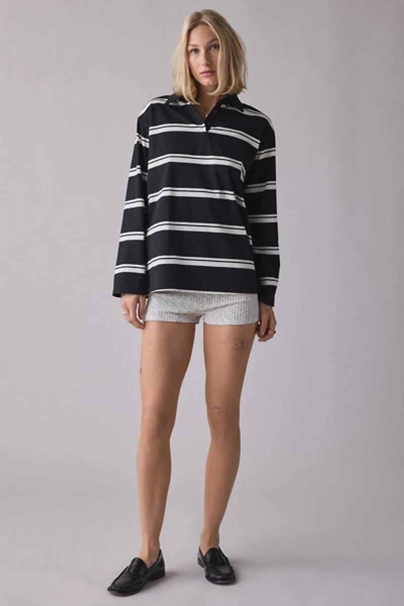 Glamorous Striped Oversized Long Sleeve Rugby Top