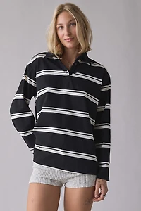 Glamorous Striped Oversized Long Sleeve Rugby Top