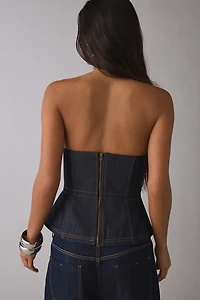 Glamorous Denim Strapless Peplum Bustier Top