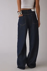 Glamorous Dark Wash Mid-Rise Baggy Barrel Jean
