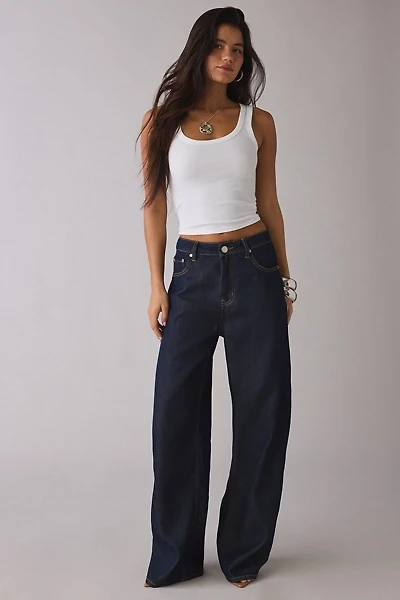 Glamorous Dark Wash Mid-Rise Baggy Barrel Jean