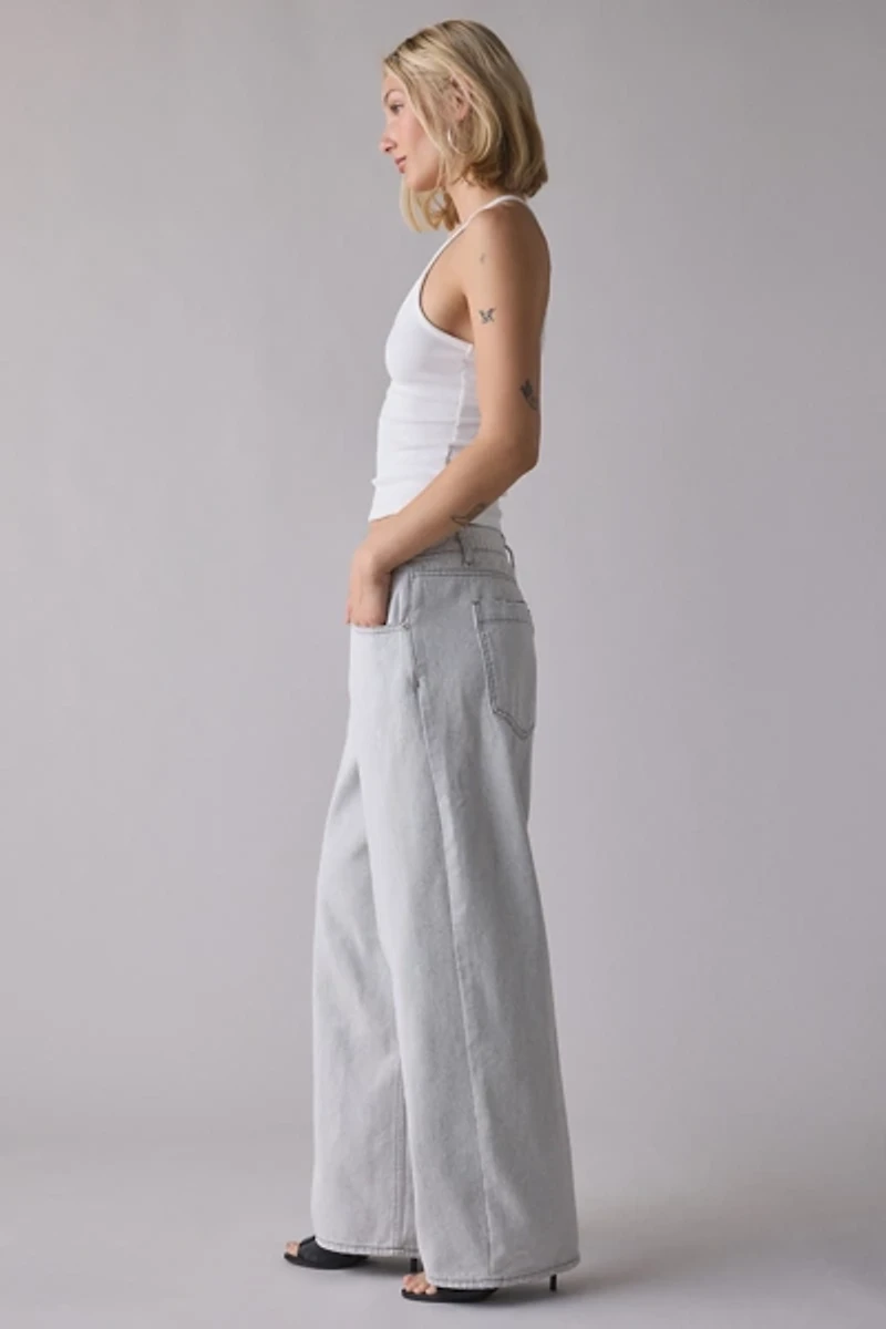 Glamorous Grey Wash Mid-Rise Baggy Jean