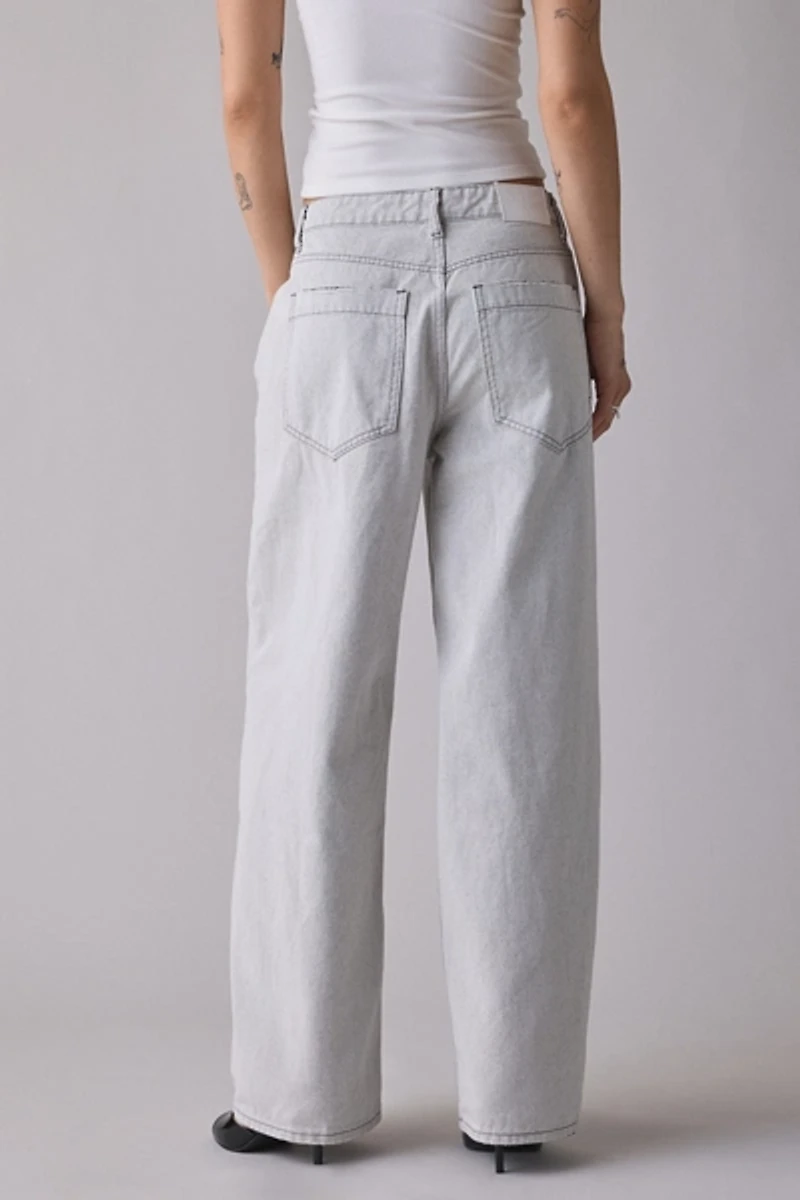 Glamorous Grey Wash Mid-Rise Baggy Jean