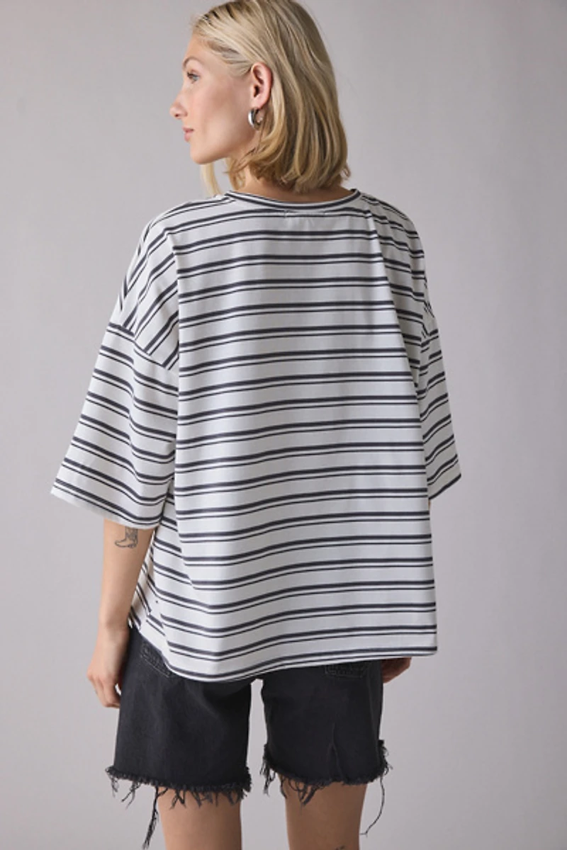 Glamorous Striped Oversized Boyfriend Tee