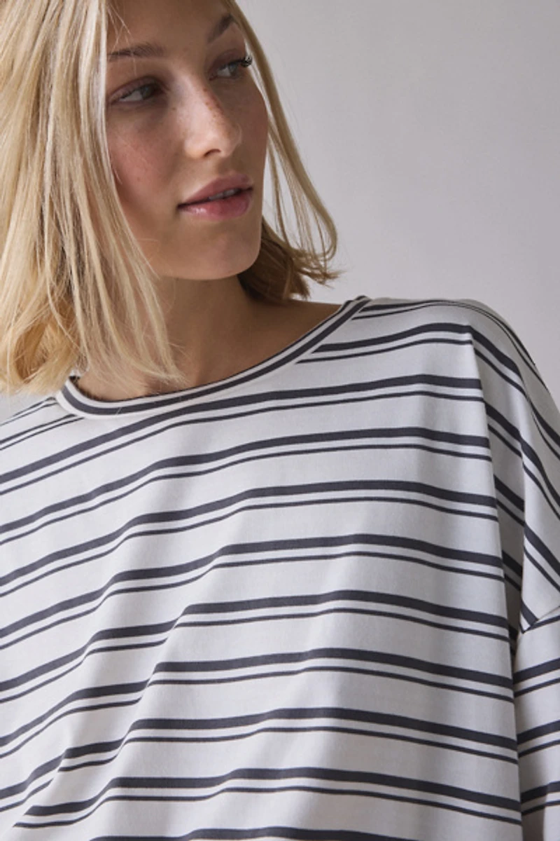Glamorous Striped Oversized Boyfriend Tee