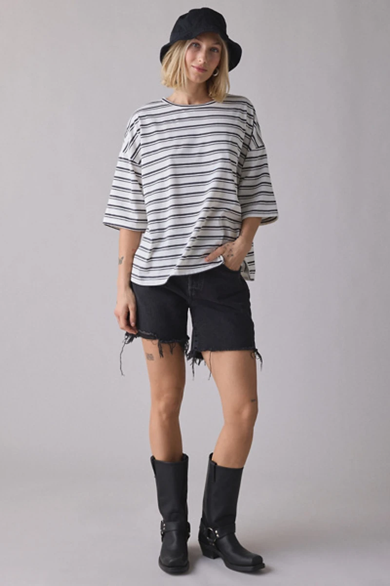 Glamorous Striped Oversized Boyfriend Tee