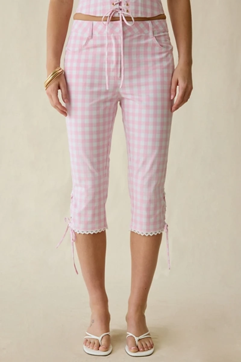 LoveShackFancy Elarose Gingham Capri Pants