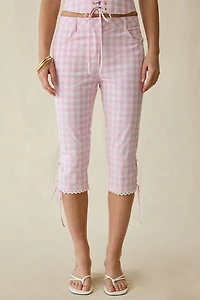 LoveShackFancy Elarose Gingham Capri Pants