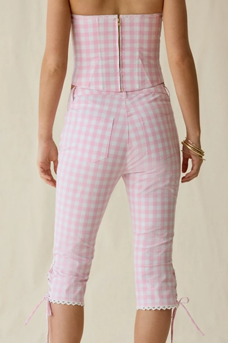 LoveShackFancy Elarose Gingham Capri Pants