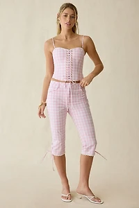 LoveShackFancy Elarose Gingham Capri Pants