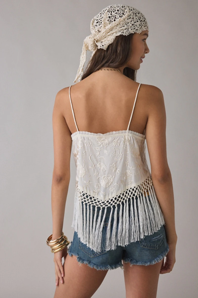 LoveShackFancy Annemarie Fringed Tank Top