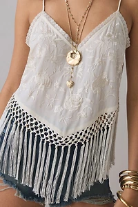 LoveShackFancy Annemarie Fringed Tank Top