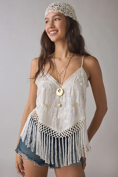 LoveShackFancy Annemarie Fringed Tank Top