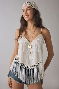LoveShackFancy Annemarie Fringed Tank Top
