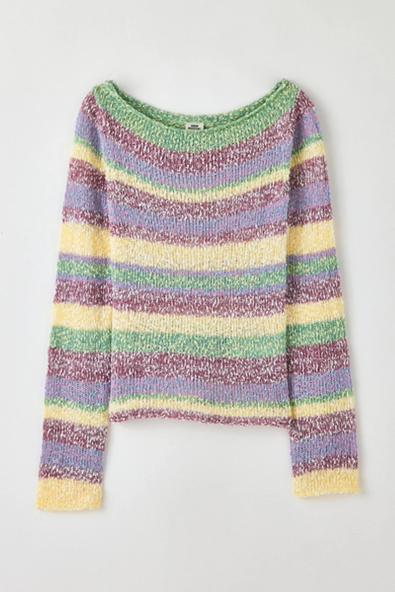 UO Marina Striped Slub Knit Boatneck Sweater