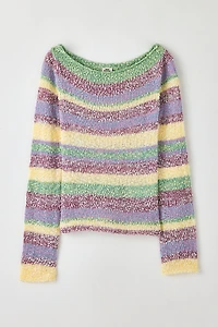 UO Marina Striped Slub Knit Boatneck Sweater